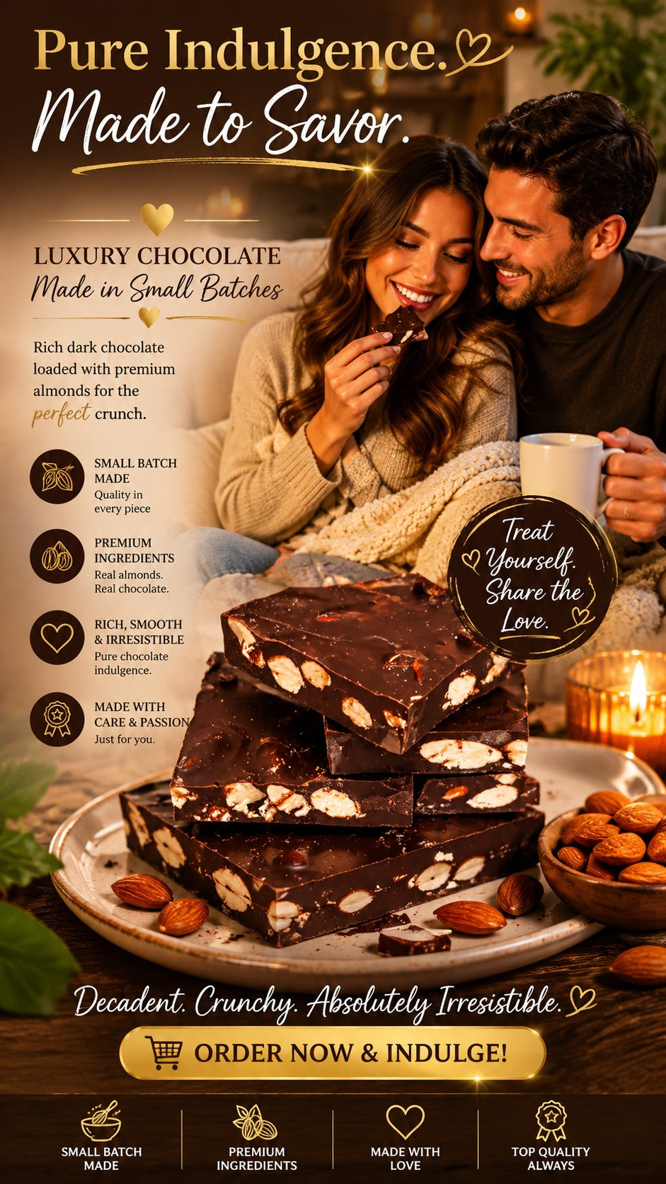 Dark Chocolate Almond Bark 6 Pieces