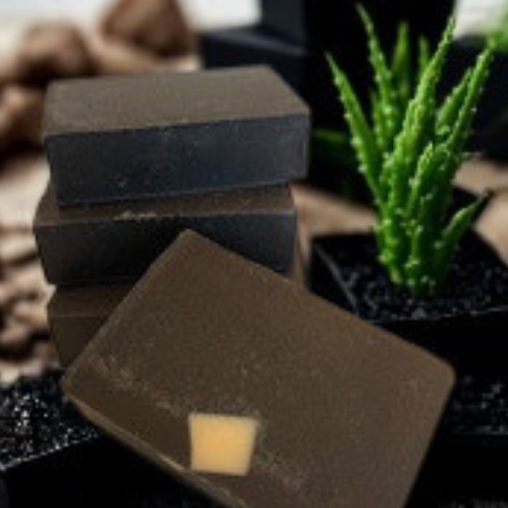 Gift Wrapped Charcoal Aloe Soap Bar & Tray