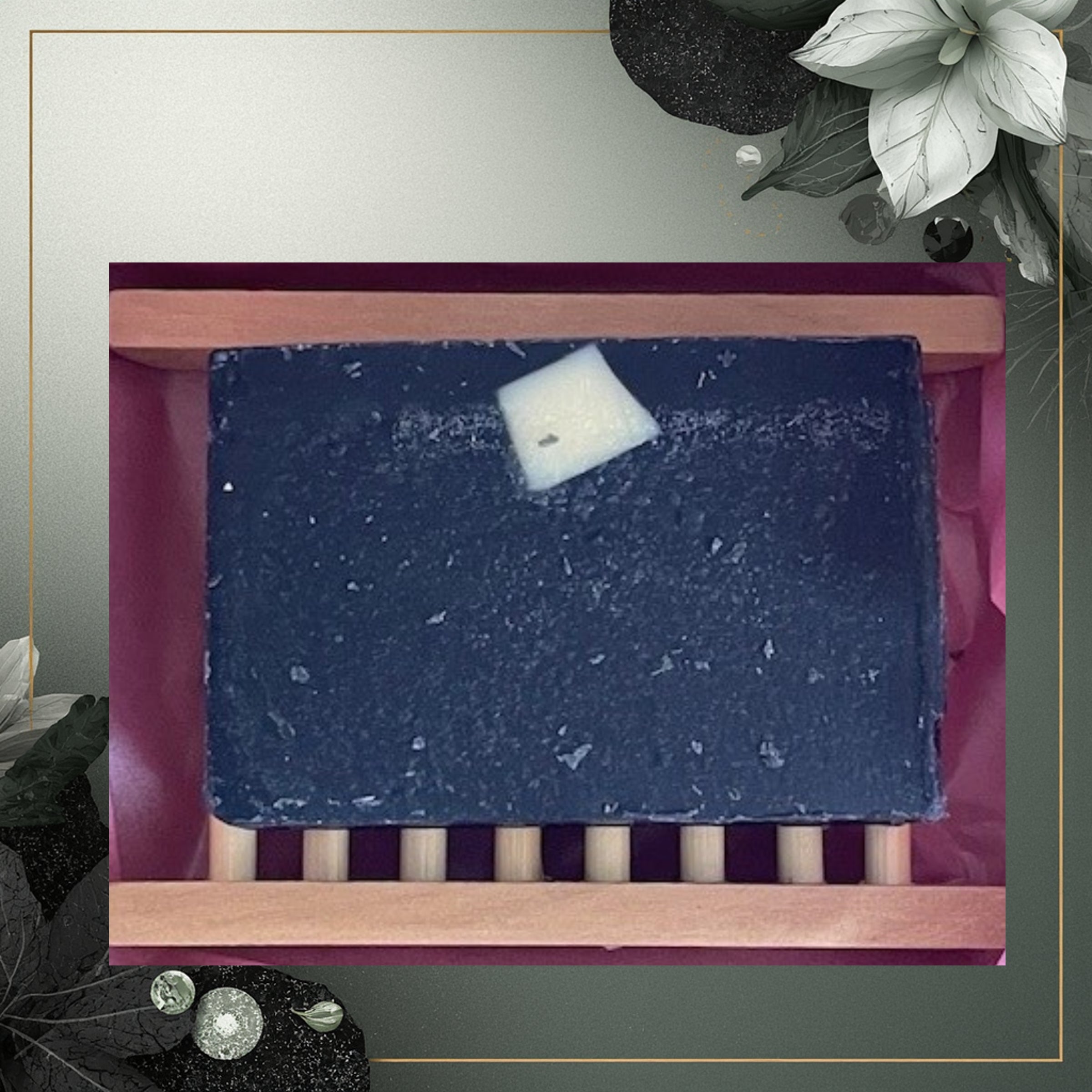 Gift Wrapped Charcoal Aloe Soap Bar & Tray
