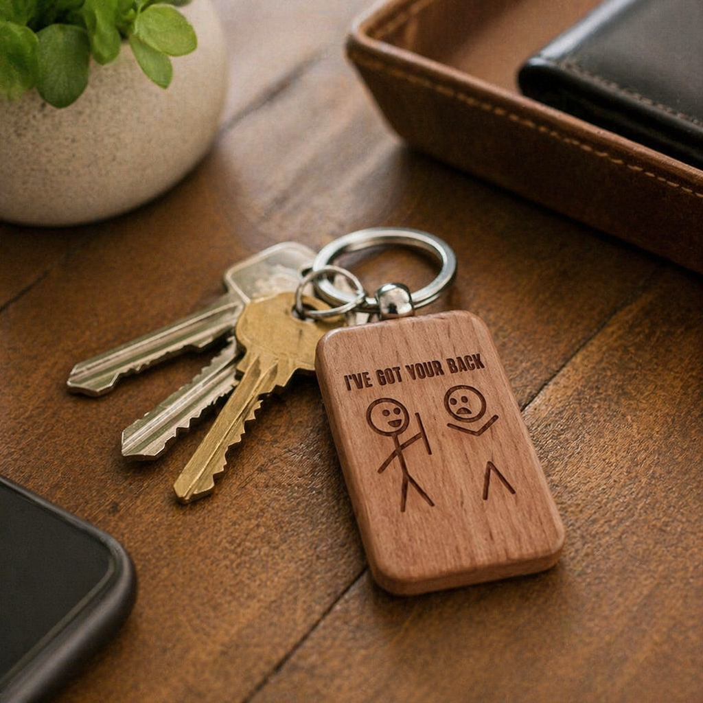 Wood Engraved KeyChain Pick Your Style