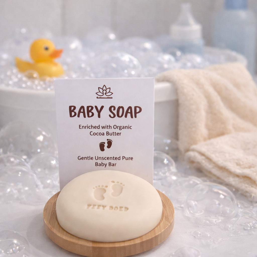 Cocoa Butter Baby Soap with Bamboo Soap Holder
