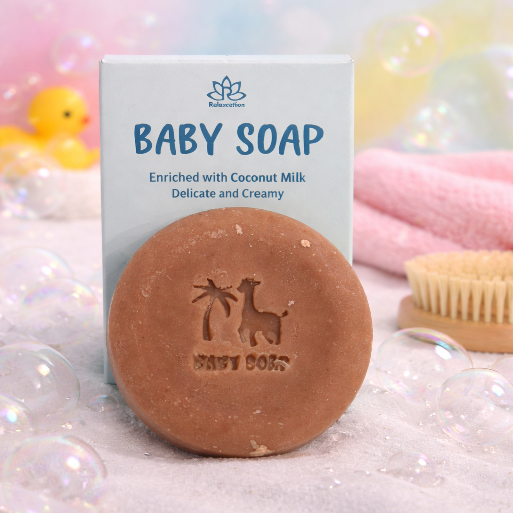 Coconut Milk and Yogurt Baby Soap with Bamboo Soap Holder