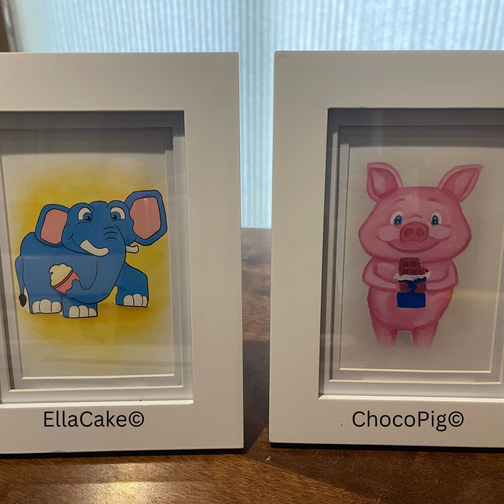 Framed ChocoPig  & EllaCake Prints