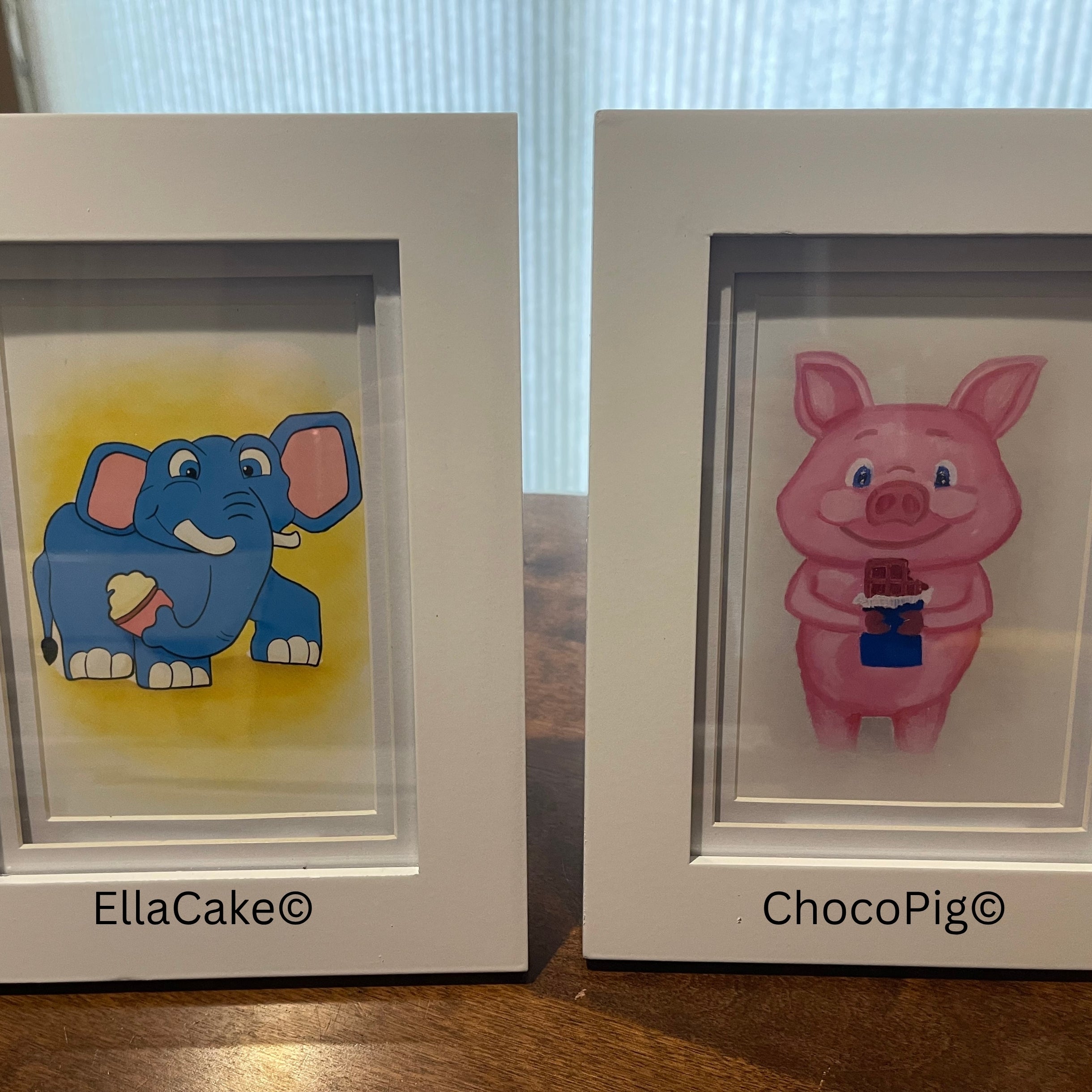 Framed ChocoPig  & EllaCake Prints