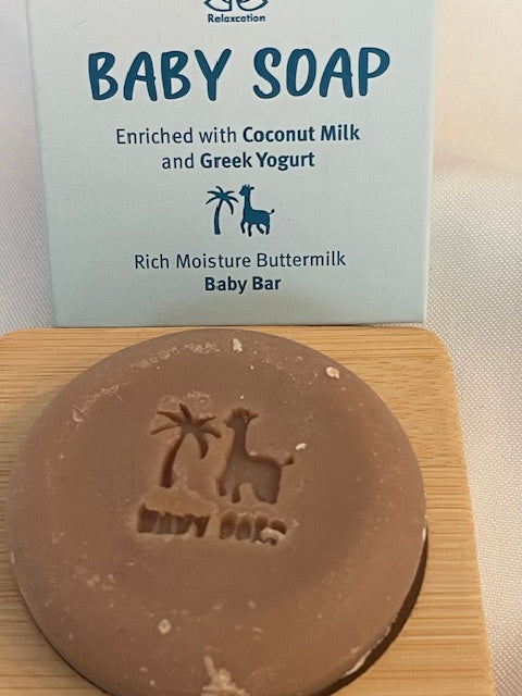 Coconut Milk and Yogurt Baby Soap with Bamboo Soap Holder