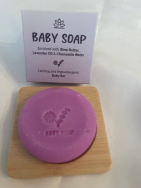 Lavender-Chamomile Baby Soap with Bamboo Soap Holder