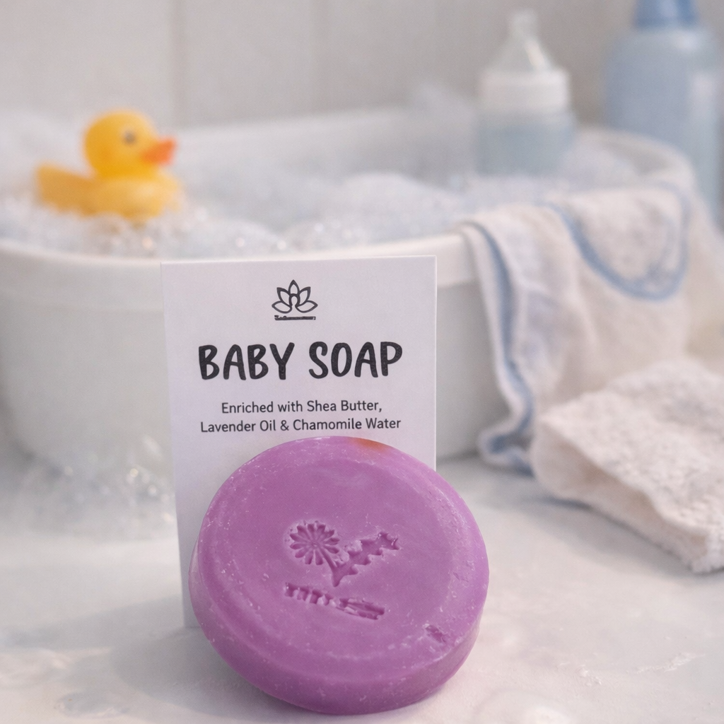 Lavender-Chamomile Baby Soap with Bamboo Soap Holder