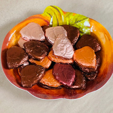 Pumpkin Candy Dish Filled with Chocolates